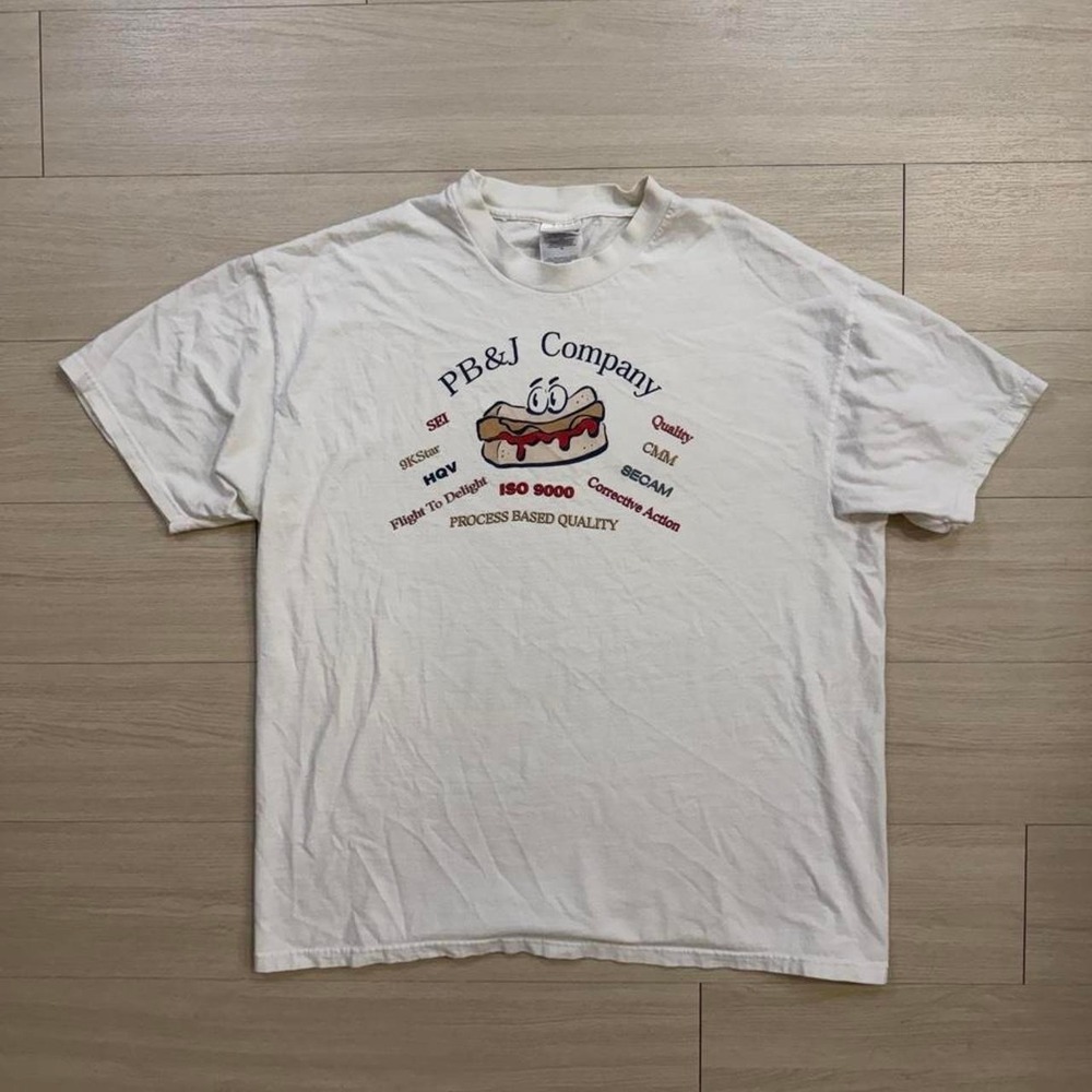 PB&J Company White Short Sleeve Shirt Mens Size XL Funny Work